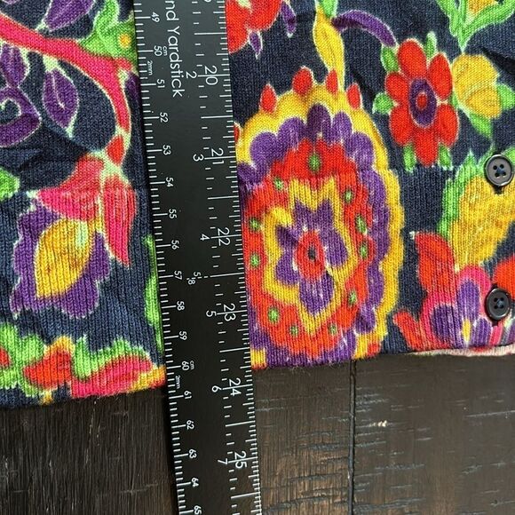Talbots Floral Colorful Button Fall Cardigan Psychedelic Preppy Size Medium​ - Picture 9 of 9